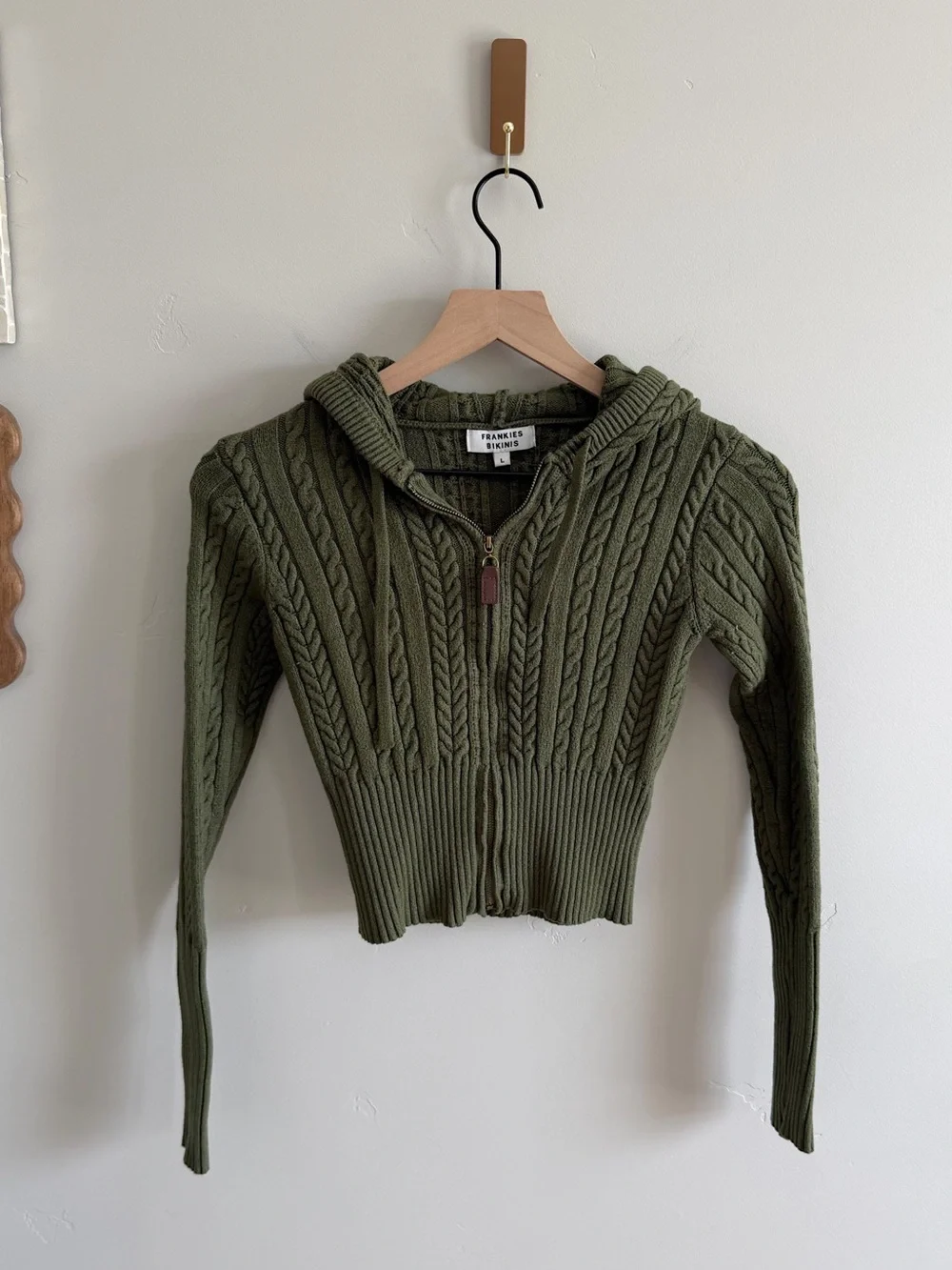 Frankie’s Bikinis Cable Cloud Knit Hoodie + Pant Set in Jade Green